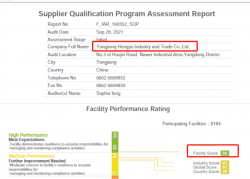 祝陽江恒裕工貿有限公司通過WCA/SQP驗廠，并取得WCA最高等級綠燈86分